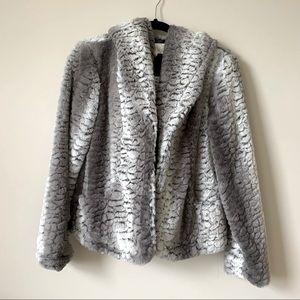 Jolt faux fur jacket NWT.  Cozy hooded jacket,never worn, hook closure .